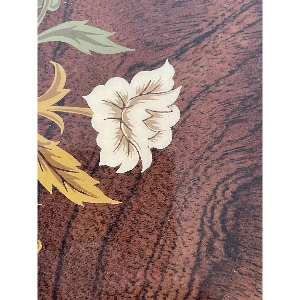 VTG Kimco Japan Wooden Jewelry Box Floral Inlay Gold Velvet Lining Mirror